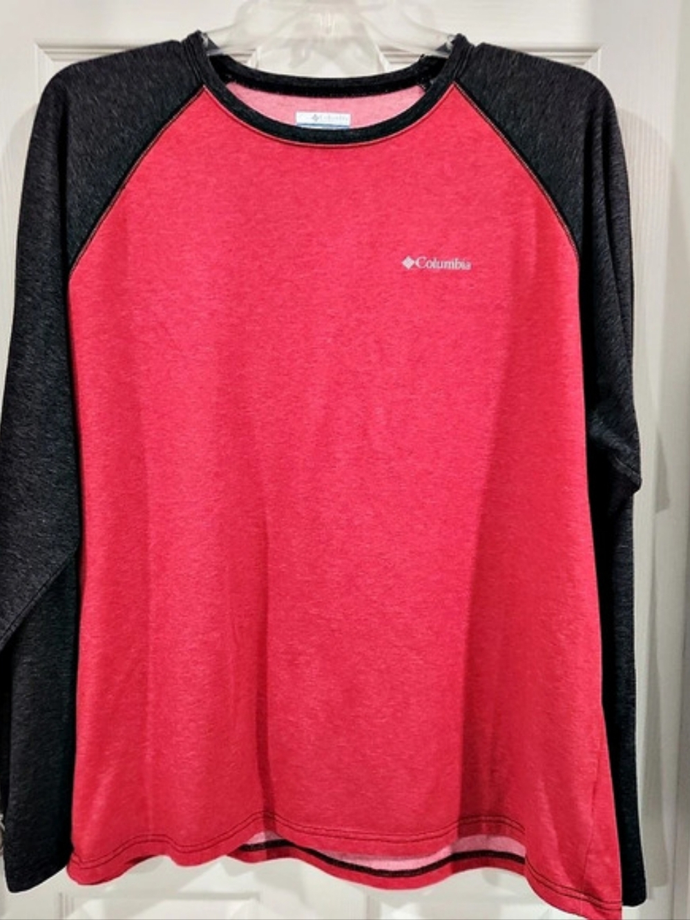 Colombia Mens XXL Raglan Long Sleeve Shirt Red Gray Omni Wick Thistletown Park